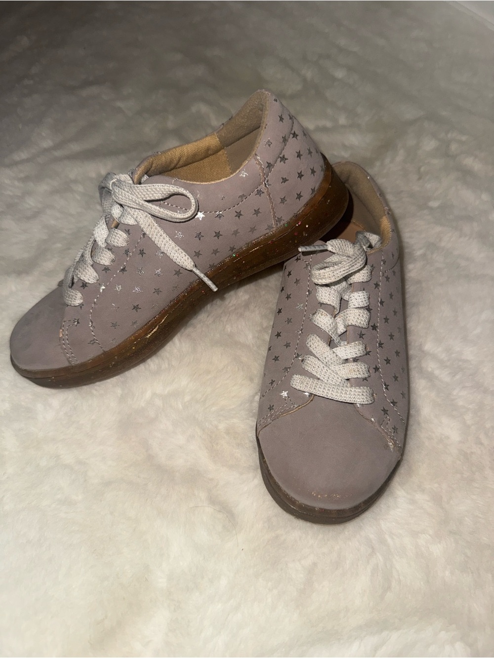 Joules Taupe Kids' Star-Print Fashion Sneakers